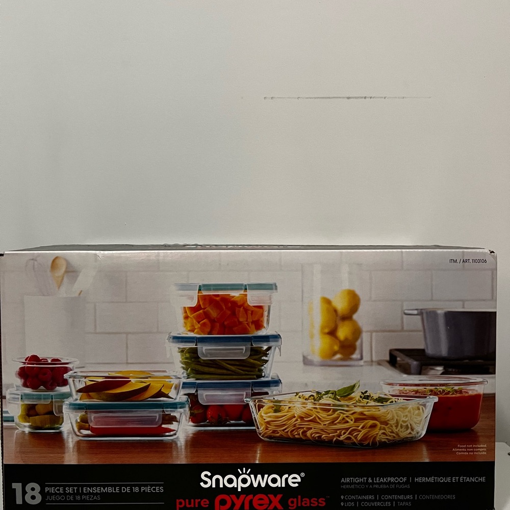Snapware Pure Pyrex Glass Food Storage Set - Clear and Blue